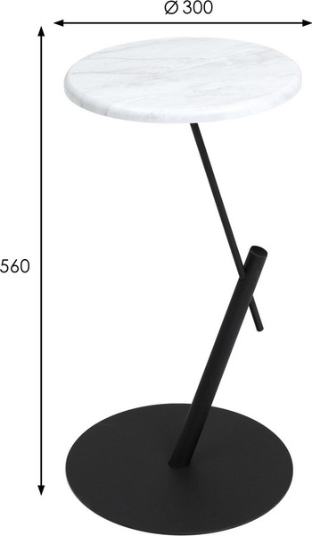 Изображение товара Приставной столик Мебелик МеталлАрт М015 круглый (белый мрамор/черный)