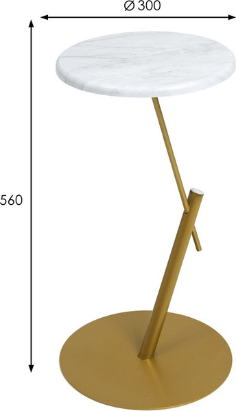 Изображение товара Приставной столик Мебелик МеталлАрт М015 круглый (белый мрамор/золото)
