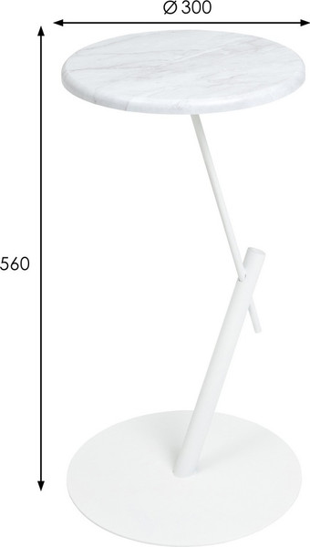 Изображение товара Приставной столик Мебелик МеталлАрт М015 круглый (белый мрамор/белый)