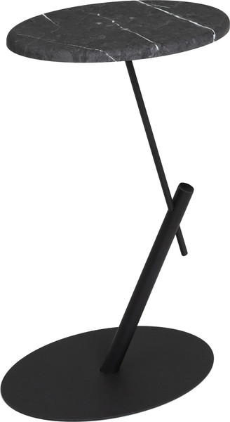 Изображение товара Приставной столик Мебелик МеталлАрт М015 овальный (черный мрамор/черный)