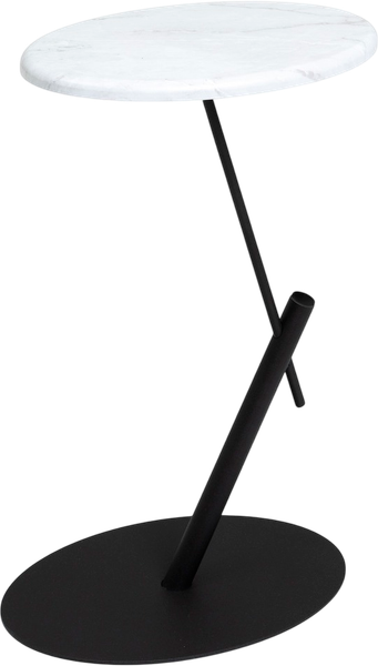 Изображение товара Приставной столик Мебелик МеталлАрт М015 овальный (белый мрамор/черный)