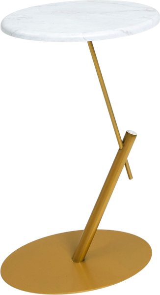 Изображение товара Приставной столик Мебелик МеталлАрт М015 овальный (белый мрамор/золото)