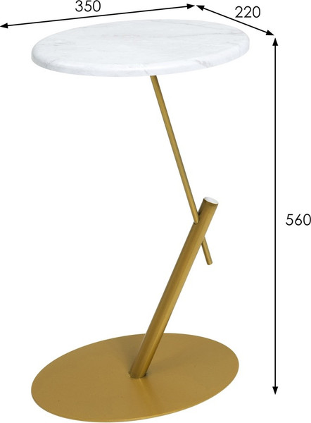 Изображение товара Приставной столик Мебелик МеталлАрт М015 овальный (белый мрамор/золото)
