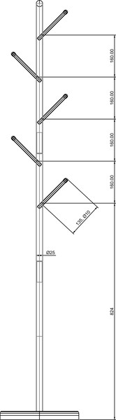 Изображение товара Вешалка для одежды Мебелик Пико 8 (черный/металлик/торос графит софт)