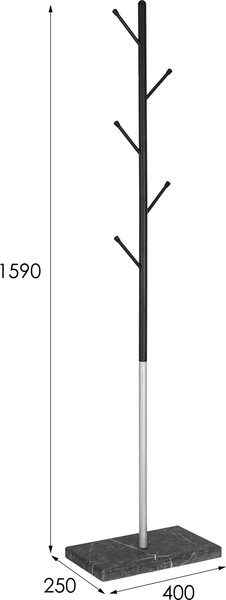 Изображение товара Вешалка для одежды Мебелик Пико 8 (черный/металлик/торос графит софт)
