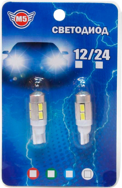 Изображение товара Комплект автомобильных ламп M5 12т10бл-10смд5730/2 (2шт)