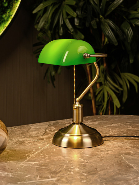 Изображение товара Настольная лампа ArtStyle HT-117ABG (латунь/зеленый)