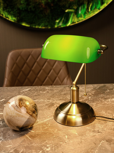 Изображение товара Настольная лампа ArtStyle HT-117ABG (латунь/зеленый)