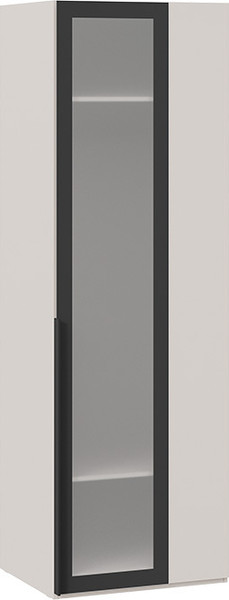 Изображение товара Шкаф ТриЯ Порто СМ-393.07.011 с 1 дверью со стеклом (кашемир матовый/графит/стекло сатин черное)
