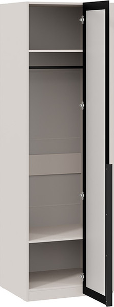 Изображение товара Шкаф ТриЯ Порто СМ-393.07.011 с 1 дверью со стеклом (кашемир матовый/графит/стекло сатин черное)