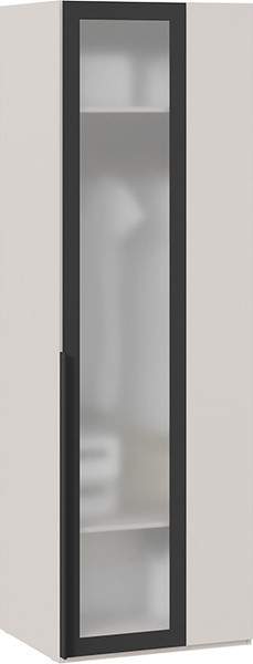 Изображение товара Шкаф ТриЯ Порто СМ-393.07.011 с 1 дверью со стеклом (кашемир матовый/графит/стекло сатин черное)