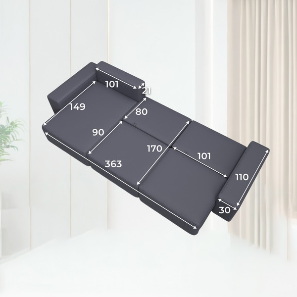 Изображение товара Диван угловой Лига Диванов Лига-074 универсальный / 129874 (экокожа Grifon 15 серый)