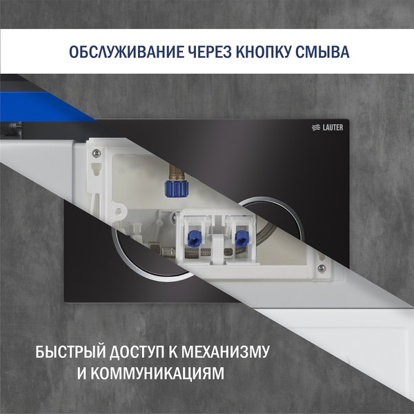 Изображение товара Унитаз подвесной с инсталляцией Lauter Augsburg 21109EC + 21901002 (кнопка круглая, черный)