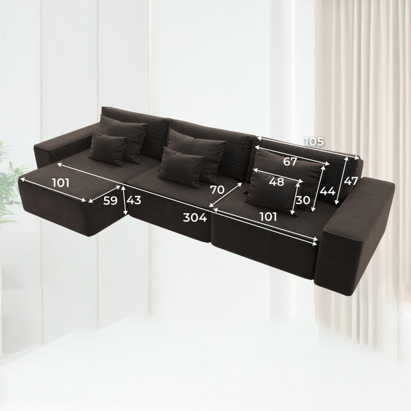 Изображение товара Диван угловой Лига Диванов Лига-074 универсальный / 129864 (велюр Seven 727 коричневый)