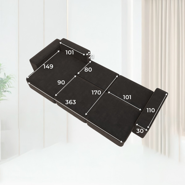 Изображение товара Диван угловой Лига Диванов Лига-074 универсальный / 129864 (велюр Seven 727 коричневый)