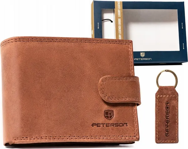 Изображение товара Портмоне Peterson С брелком для ключей / PTN SET-M-N003L-CHM (коньячный)