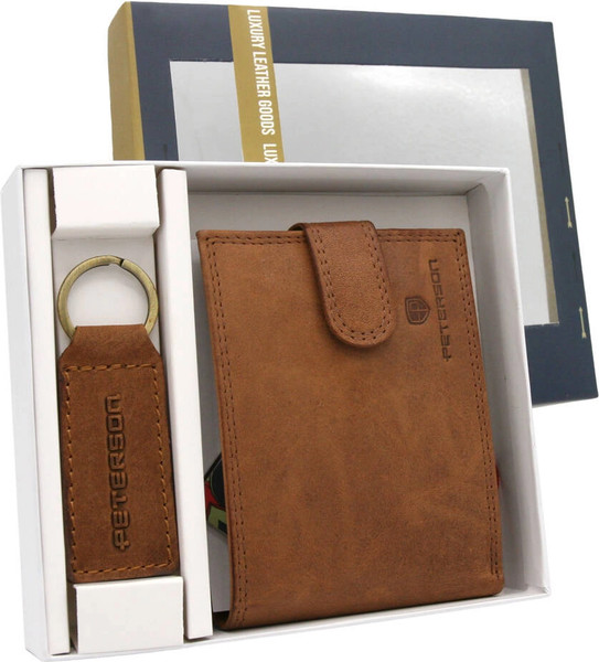 Изображение товара Портмоне Peterson С брелком для ключей / PTN SET-M-N003L-CHM (коньячный)
