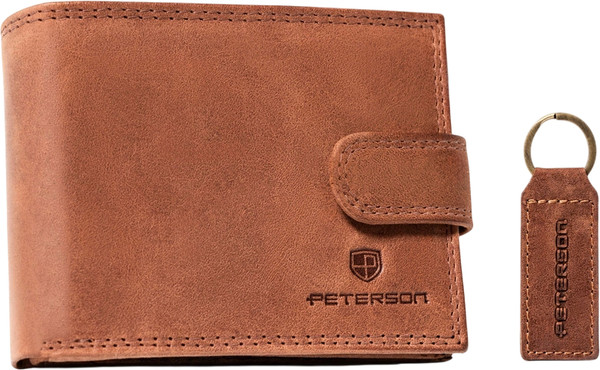 Изображение товара Портмоне Peterson С брелком для ключей / PTN SET-M-N003L-CHM (коньячный)