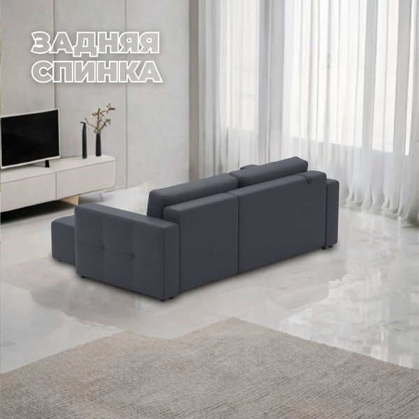 Изображение товара Диван угловой Лига Диванов Лига-075 универсальный / 130012 (экокожа Grifon 15 серый)