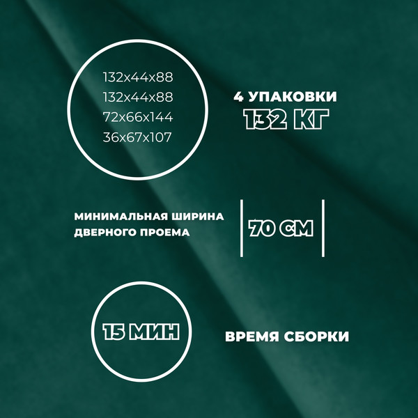 Изображение товара Диван угловой Лига Диванов Лига-075 универсальный / 130020 (велюр Seven 626 зеленый)