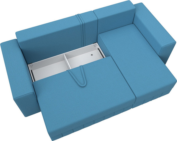 Изображение товара Диван угловой Лига Диванов Лига-076 универсальный / 129838 (рогожка амур 10 голубой)