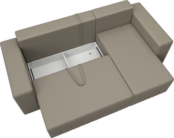 Изображение товара Диван угловой Лига Диванов Лига-076 универсальный / 129851 (экокожа Grifon 04 бежевый)