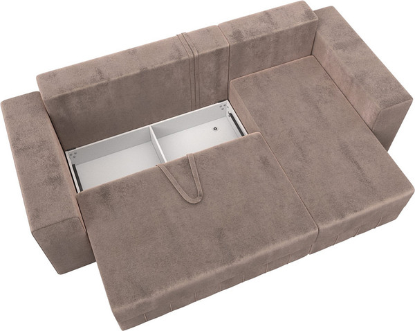 Изображение товара Диван угловой Лига Диванов Лига-076 универсальный / 129847 (велюр Tower 05 бежевый)