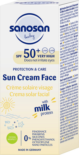 Изображение товара Крем солнцезащитный Sanosan Baby SPF 50+ 0 мес.+ / 40892070 (30мл)