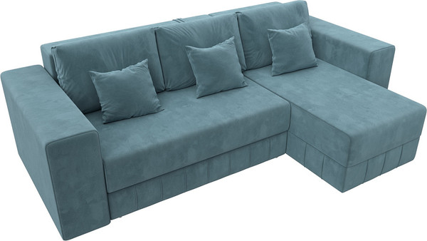 Изображение товара Диван угловой Лига Диванов Лига-076 универсальный / 129841 (велюр Seven 113 бирюзовый)