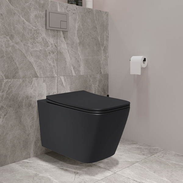 Изображение товара Унитаз подвесной с инсталляцией Lauter Magdeburg 21103EC + 21901002 (кнопка прямоугольная, черный)