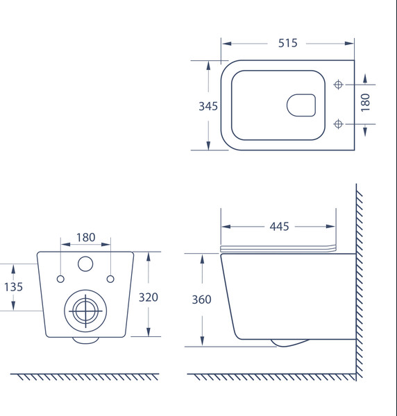 Изображение товара Унитаз подвесной с инсталляцией Lauter Magdeburg 21103EC + 21901002 (кнопка узкая, черный)