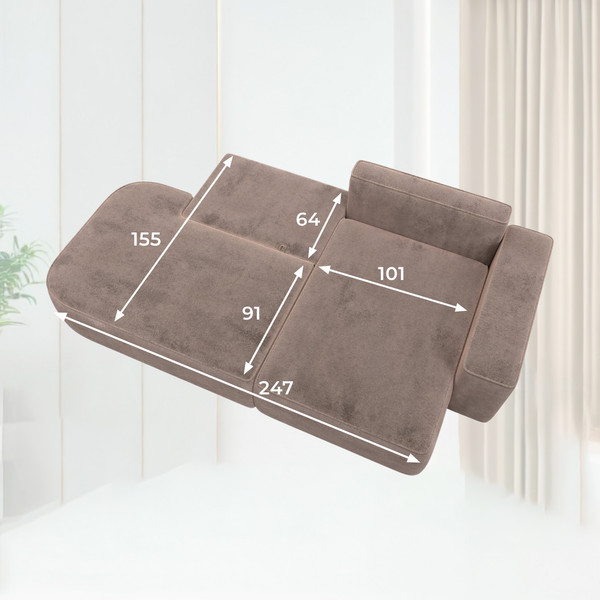 Изображение товара Диван угловой Лига Диванов Лига-065 правый / 129807 (велюр Tower 05 бежевый)