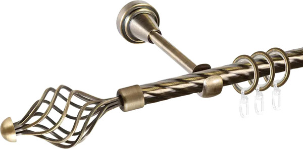 Изображение товара Карниз для штор АС ФОРОС Grace D19К + наконечники Ажур (1.6м, антик)