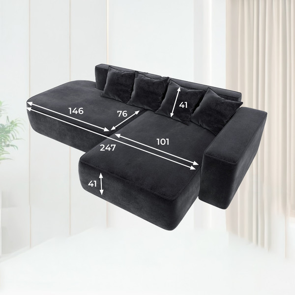 Изображение товара Диван угловой Лига Диванов Лига-065 правый / 129810 (велюр Tower 11 темно-серый)