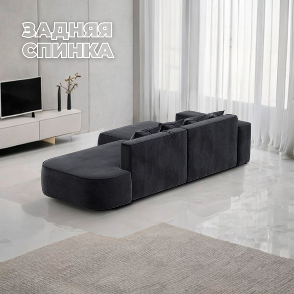 Изображение товара Диван угловой Лига Диванов Лига-065 правый / 129810 (велюр Tower 11 темно-серый)