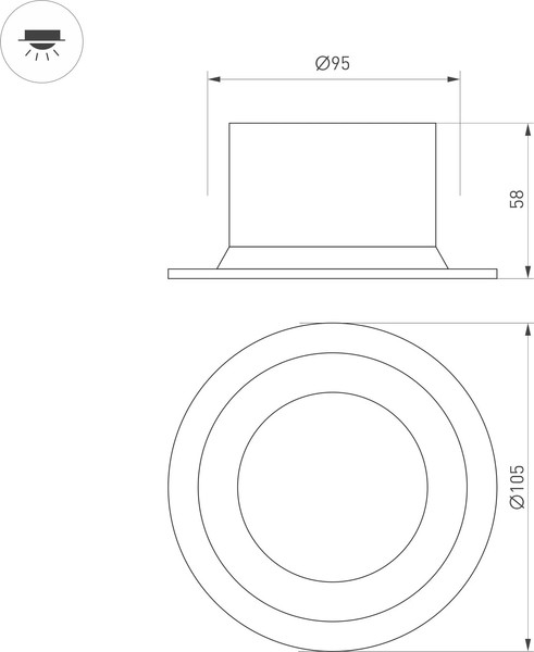 Изображение товара Точечный светильник Arlight MS-DROP-BUILT-R105-14W Warm2700 WH 85deg / 054706