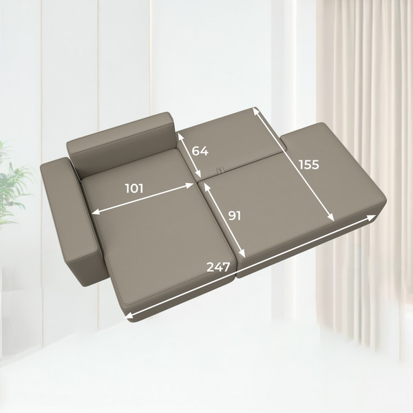 Изображение товара Диван угловой Лига Диванов Лига-079 левый / 129816L (экокожа Grifon 04 бежевый)