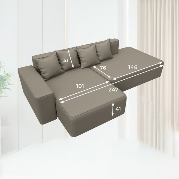 Изображение товара Диван угловой Лига Диванов Лига-079 левый / 129816L (экокожа Grifon 04 бежевый)