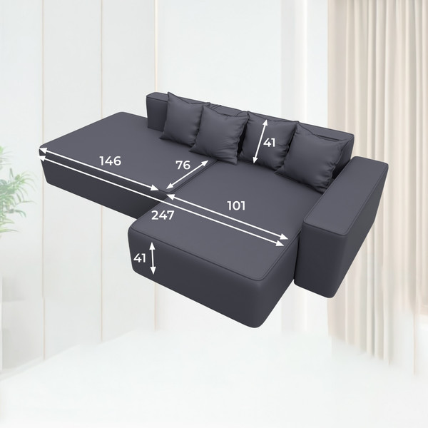 Изображение товара Диван угловой Лига Диванов Лига-079 правый / 129819 (экокожа Grifon 15 серый)