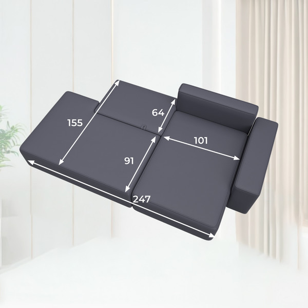 Изображение товара Диван угловой Лига Диванов Лига-079 правый / 129819 (экокожа Grifon 15 серый)