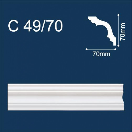 Изображение товара Плинтус потолочный SOLID С49/70 экструдированный пенополистирол (70x70x2000мм, белый)