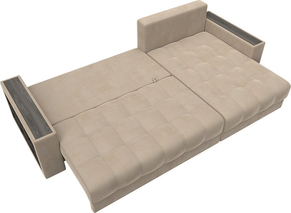 Изображение товара Диван угловой Лига Диванов Лига-050 НПБ универсальный / 128591 (велюр Seven 729 бежевый)