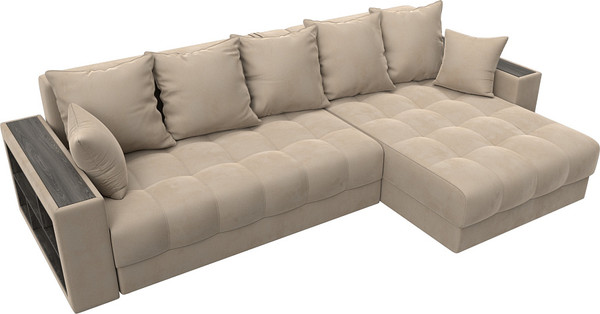 Изображение товара Диван угловой Лига Диванов Лига-050 НПБ универсальный / 128591 (велюр Seven 729 бежевый)