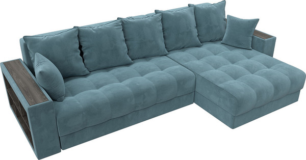 Изображение товара Диван угловой Лига Диванов Лига-050 НПБ универсальный / 128592 (велюр Seven 113 бирюзовый)