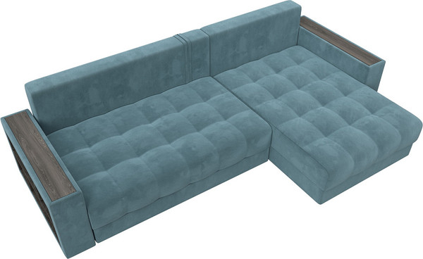 Изображение товара Диван угловой Лига Диванов Лига-050 НПБ универсальный / 128592 (велюр Seven 113 бирюзовый)