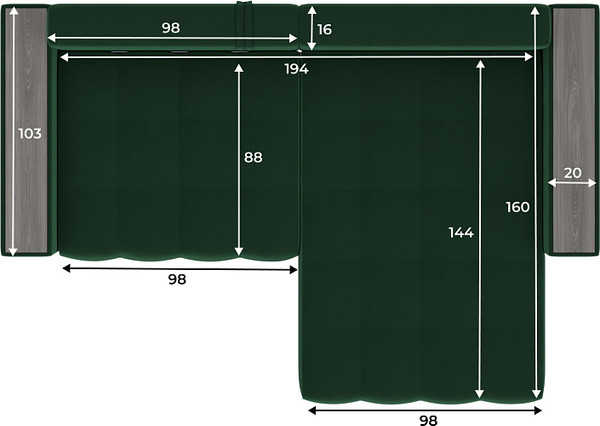 Изображение товара Диван угловой Лига Диванов Лига-049 НПБ универсальный / 128457 (велюр Seven 626 зеленый)