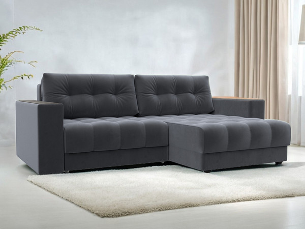 Изображение товара Диван угловой Лига Диванов Лига-049 НПБ универсальный / 128458 (велюр Seven 17 серый)