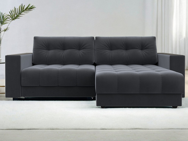 Изображение товара Диван угловой Лига Диванов Лига-049 НПБ универсальный / 128458 (велюр Seven 17 серый)