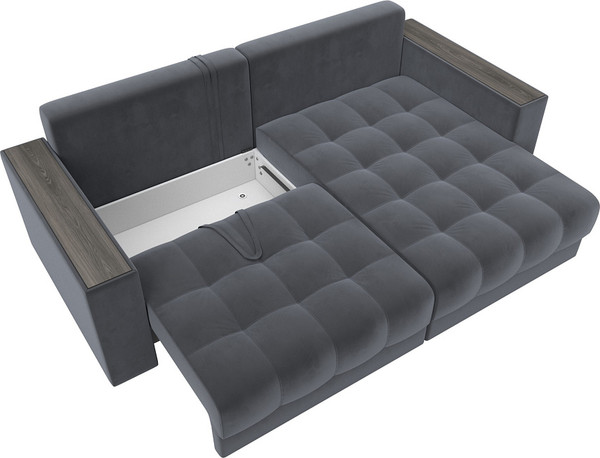 Изображение товара Диван угловой Лига Диванов Лига-049 НПБ универсальный / 128458 (велюр Seven 17 серый)