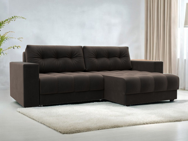 Изображение товара Диван угловой Лига Диванов Лига-049 НПБ универсальный / 128459 (велюр Seven 727 коричневый)